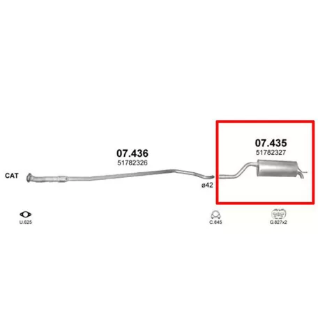 Marix 07.435 hátsó kipufogó dob – FIAT Grande Punto, Opel Corsa D