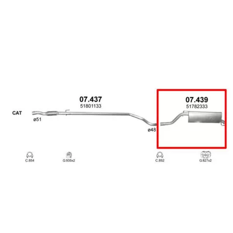 Marix 07.439 hátsó kipufogó dob – FIAT Grande Punto, Punto II, Opel Corsa D, VAUXHALL CORSA Mk3