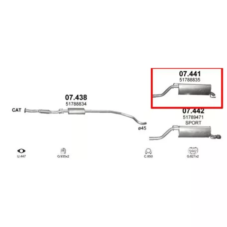 Polmo 07.441 – FIAT Grande Punto / Opel Corsa D Kipufogó hátsó dob