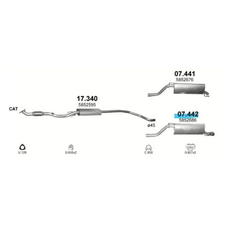 Polmo 07.442 – FIAT Grande Punto / Opel Corsa D Kipufogó hátsó dob