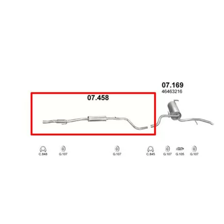 MARIX K07.458 - Kipufogó közép dob FIAT ALBEA 1.2 (2002-2006)