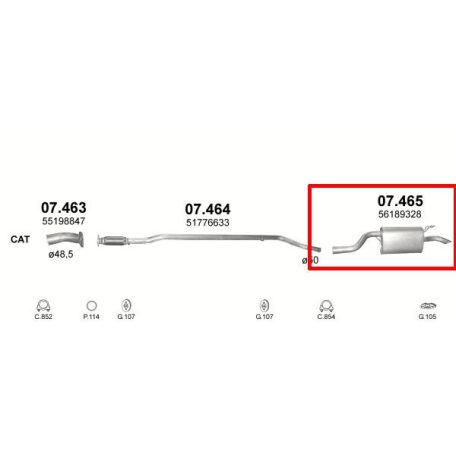 Marix 07-465 hátsó kipufogó dob – FIAT Idea, FIAT Punto II, LANCIA Musa, LANCIA Ypsilon II