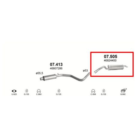 Polmo 07.505 – FIAT Kipufogó hátsó dob
