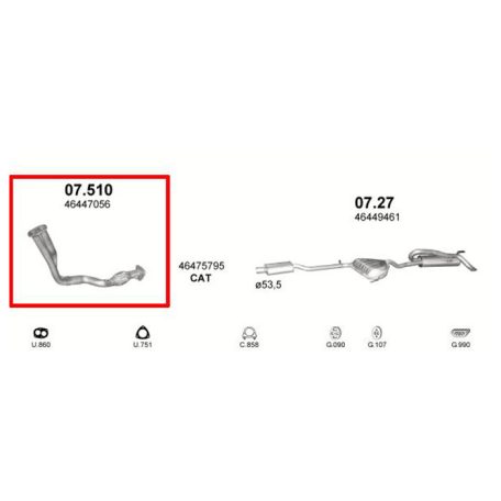 Marix 07-510 első kipufogó cső – FIAT Bravo, FIAT Marea