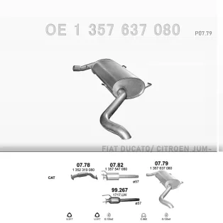   POLMO 07.79 - Kipufogó hátsó dob CITROEN JUMPER 2.2 D (2006-)