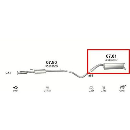Marix 07-81 hátsó kipufogó dob – FIAT BRAVO II 2007, FIAT BRAVO II 2008, FIAT Stilo, LANCIA Delta III