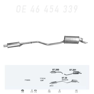 POLMO 07.20 - Kipufogó rendszer FIAT PUNTO 1.1 (1993-1999)