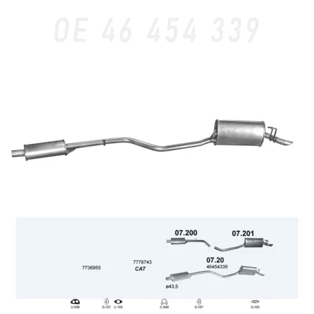POLMO 07.20 - Kipufogó rendszer FIAT PUNTO 1.1 (1993-1999)