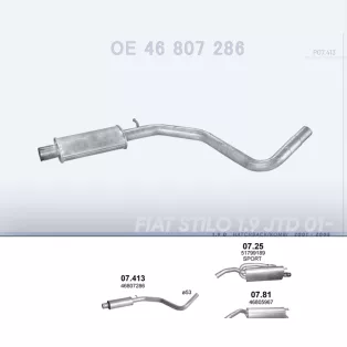   POLMO 07.413 - Kipufogó első dob FIAT STILO 1.9 D (2002-2018)