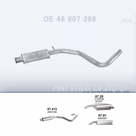 POLMO 07.413 - Kipufogó első dob FIAT STILO 1.9 D (2002-2018)