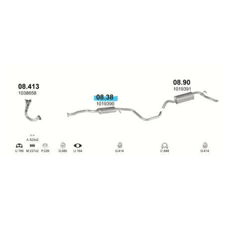 Polmo 08.38 – FORD Középső kipufogó dob