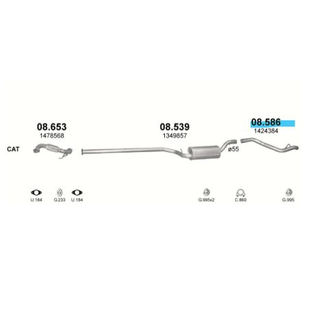 Polmo 08.586 – FORD Kipufogó kivezető cső