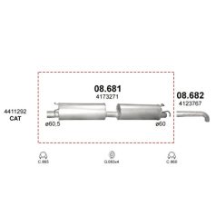 Marix 08-681 kipufogó közép dob