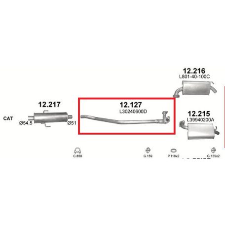Marix 12-127 kipufogó közép cső – MAZDA 6 (1st gen)