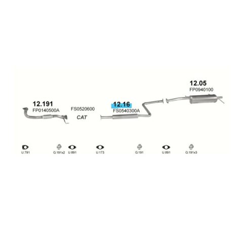 Polmo 12.16 – MAZDA Középső kipufogó dob