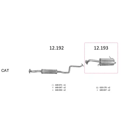 Edex 12-193 hátsó kipufogó dob – MAZDA 323 (BG)