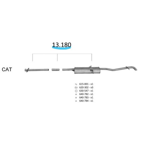 Edex 13.180 hátsó kipufogódob – Mercedes A140 1.4 97-  A160 1.6  97-  ; A190 1.9  99-