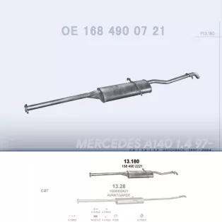   POLMO 13.180 - Kipufogó hátsó dob MERCEDES A140 - W168 1.4, 1.6, 1.9 (1997-2004)
