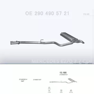   POLMO 13.185 - Kipufogó hátsó dob MERCEDES E270 - W210 2.7 CDi, 3.2 CDi (1999-2003)