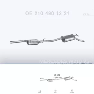   POLMO 13.156 - Kipufogó rendszer MERCEDES E200 - W210 2.0, 2.2 D, 2.3 (1995-2000)