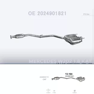   POLMO 13.164 - Kipufogó rendszer MERCEDES C180 - T202 1.8, 2.0 (1995-1996)
