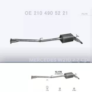   POLMO 13.178 - Kipufogó hátsó dob MERCEDES E270 - W210 2.7 CDi (1999-2002)