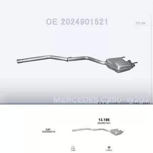   POLMO 13.186 - Kipufogó hátsó dob MERCEDES C250 - T202 2.5 D (1995-2001)