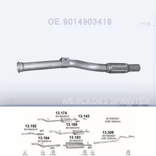   POLMO 13.192 - Kipufogó gyűjtő cső MERCEDES SPRINTER 2.7 D (2000-2006)