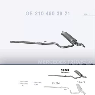   POLMO 13.273 - Kipufogó hátsó dob MERCEDES E220 - T210 2.2 (1998-2003)