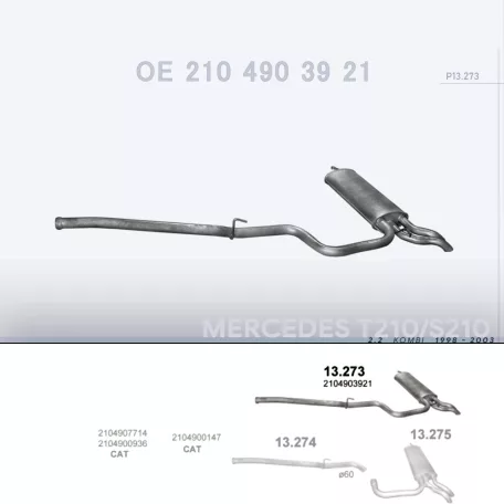 POLMO 13.273 - Kipufogó hátsó dob MERCEDES E220 - T210 2.2 (1998-2003)