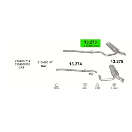 POLMO 13.273 - Kipufogó hátsó dob MERCEDES E220 - T210 2.2 (1998-2003)