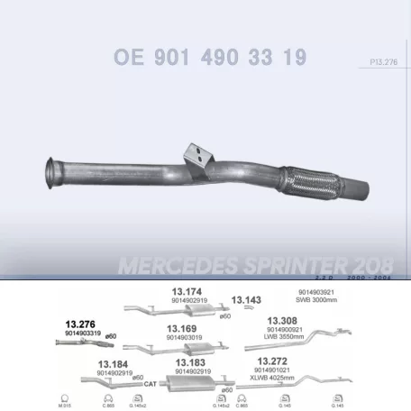 POLMO 13.276 - Kipufogó gyűjtő cső MERCEDES SPRINTER 2.2 D (2000-2006)