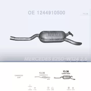   POLMO 13.36 - Kipufogó hátsó dob MERCEDES E250 - W124 2.5 D (1993-1995)