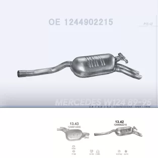   POLMO 13.42 - Kipufogó hátsó dob MERCEDES 320 - C124 2.8, 3.0, 3.2 (1989-1996)
