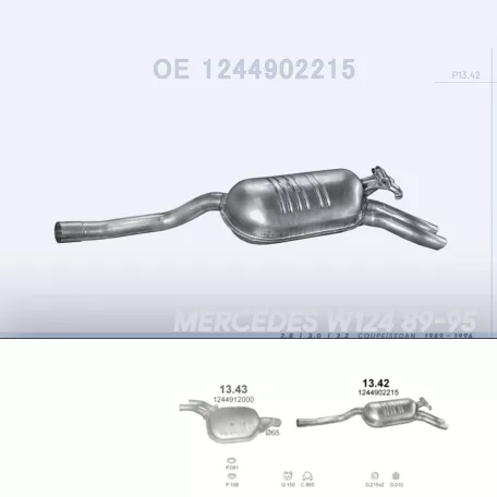 POLMO 13.42 - Kipufogó hátsó dob MERCEDES 320 - C124 2.8, 3.0, 3.2 (1989-1996)