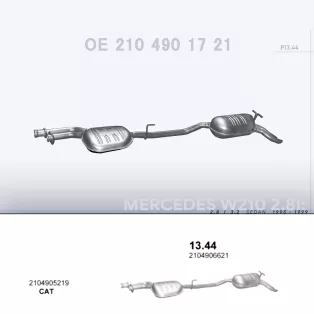   POLMO 13.44 - Kipufogó rendszer MERCEDES E280 - W210 2.8, 3.2 (1995-1999)