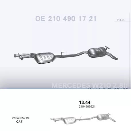 POLMO 13.44 - Kipufogó rendszer MERCEDES E280 - W210 2.8, 3.2 (1995-1999)