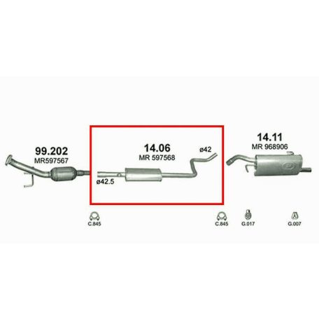 Marix 14-06 középső kipufogó dob – MITSUBISHI Colt V, SMART Forfour
