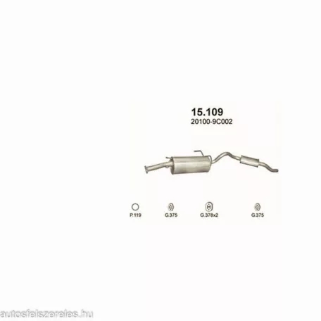 POLMO 15.109 - Kipufogó hátsó dob NISSAN SERENA 2.0 D, 2.3 D (1992-2003)