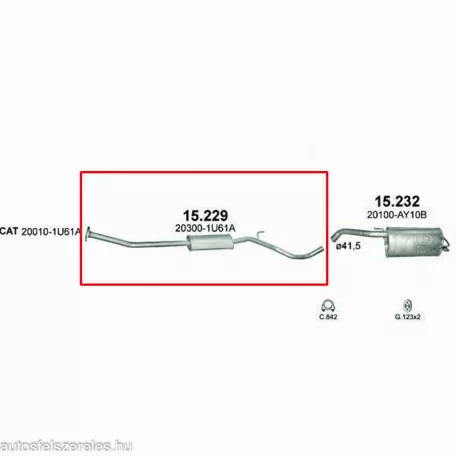 POLMO 15.229 - Kipufogó közép dob NISSAN NOTE 1.4 (2006-2007)