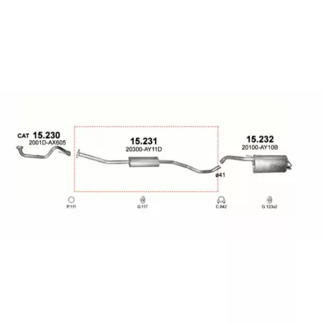 MARIX K15.231 - Kipufogó közép dob NISSAN MICRA 1.2, 1.4 (2005-2010)