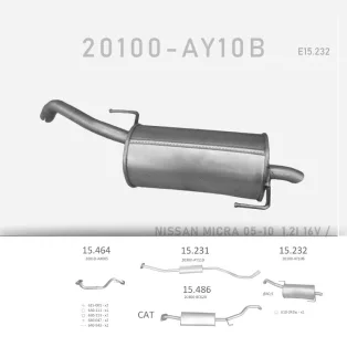   EDEX 15.232 - Kipufogó hátsó dob NISSAN MICRA III 1.5 D (2003-2010)