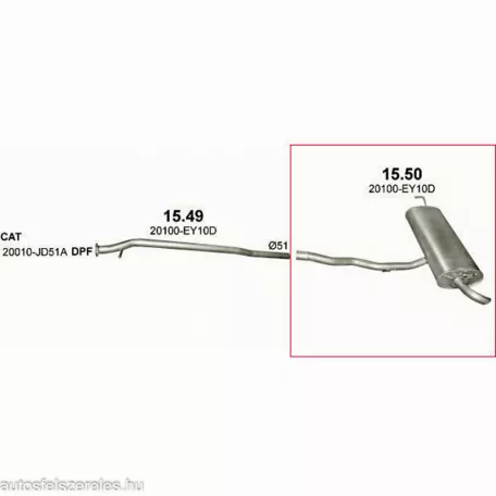 MARIX K15.50 - Kipufogó hátsó dob NISSAN QASHQAI 1.5 D (2008-2010)