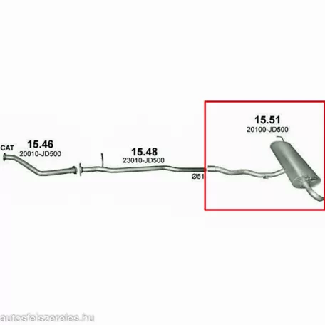 POLMO 15.51 - Kipufogó hátsó dob NISSAN QASHQAI 1.5 D (2006-2009)