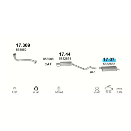 Polmo 17.07 – Opel Astra F  Kipufogó hátsó dob