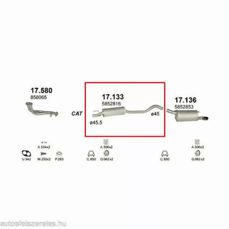 Marix 17.133 középső kipufogó dob – Opel Corsa B, Tigra