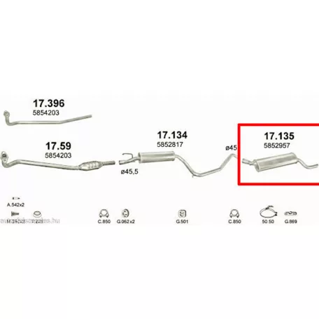 Polmo 17.135 – Opel Corsa B Kipufogó hátsó dob