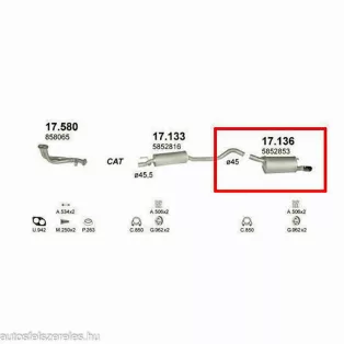 Polmo 17.136 – Opel Corsa B Kipufogó hátsó dob