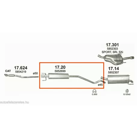 MARIX K17.20 - Kipufogó közép dob OPEL ASTRA 1.6 (2004-2010)