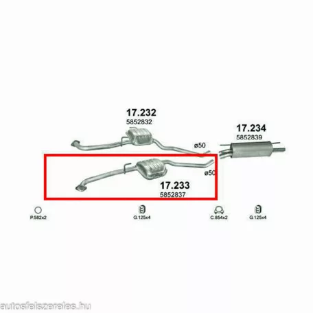 Marix 17.233 középső kipufogó dob – Opel Omega B